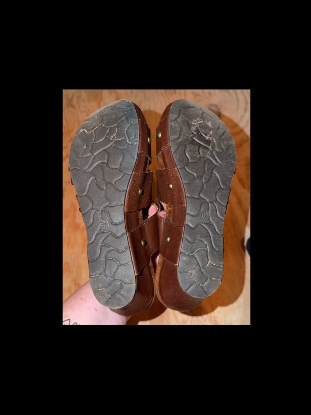 Pierre Dumas Brown Leather Strap Sandals - Size 8.5